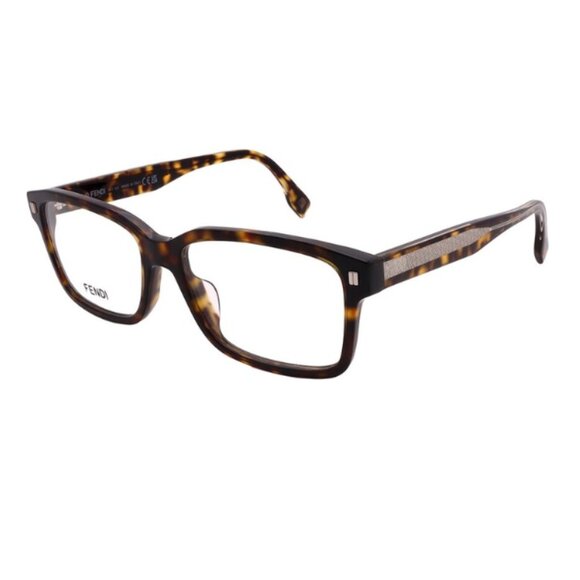 NEW MEN FENDI EYEGLASSES HAVANA CLEAR FENDI FE50030I 052 SQUARE EYEWEAR